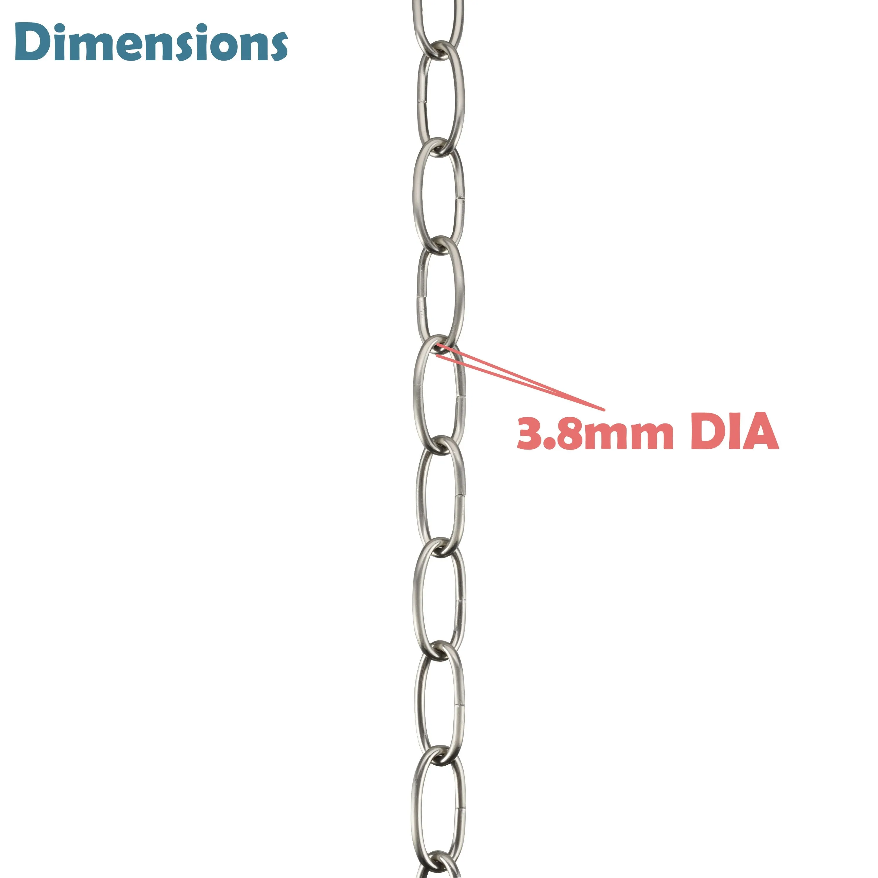 # 21106-11,Steel 10 Feet Heavy Duty Chain for Hanging Up Maximum Weight 50 Pounds-Lighting Fixture/Swag Light/Plant in Nickel.9 Gauge.