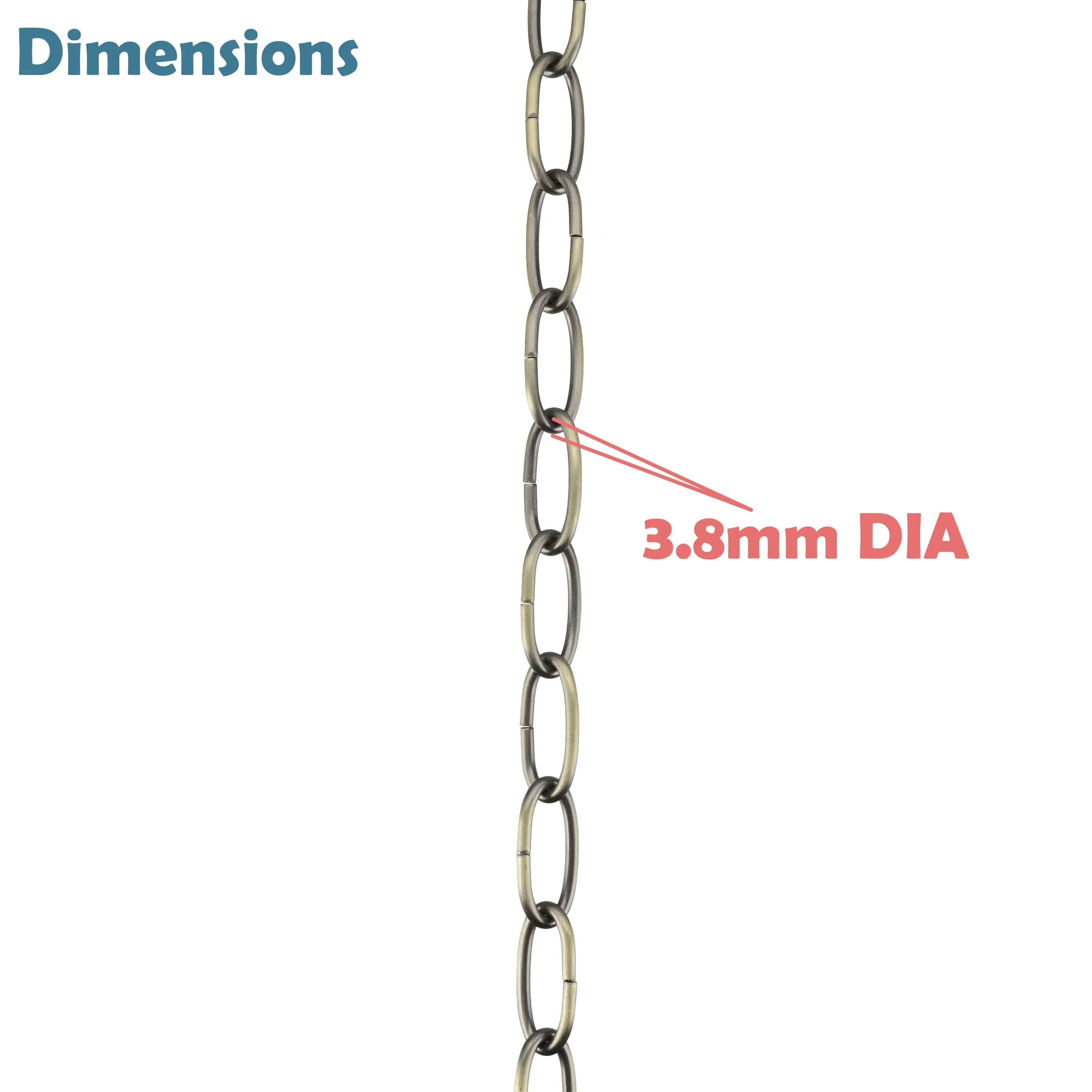 # 21106-51,Steel 10 Feet Heavy Duty Chain for Hanging Up Maximum Weight 50 Pounds-Lighting Fixture/Swag Light/Plant in Antique Brass.9 Gauge.