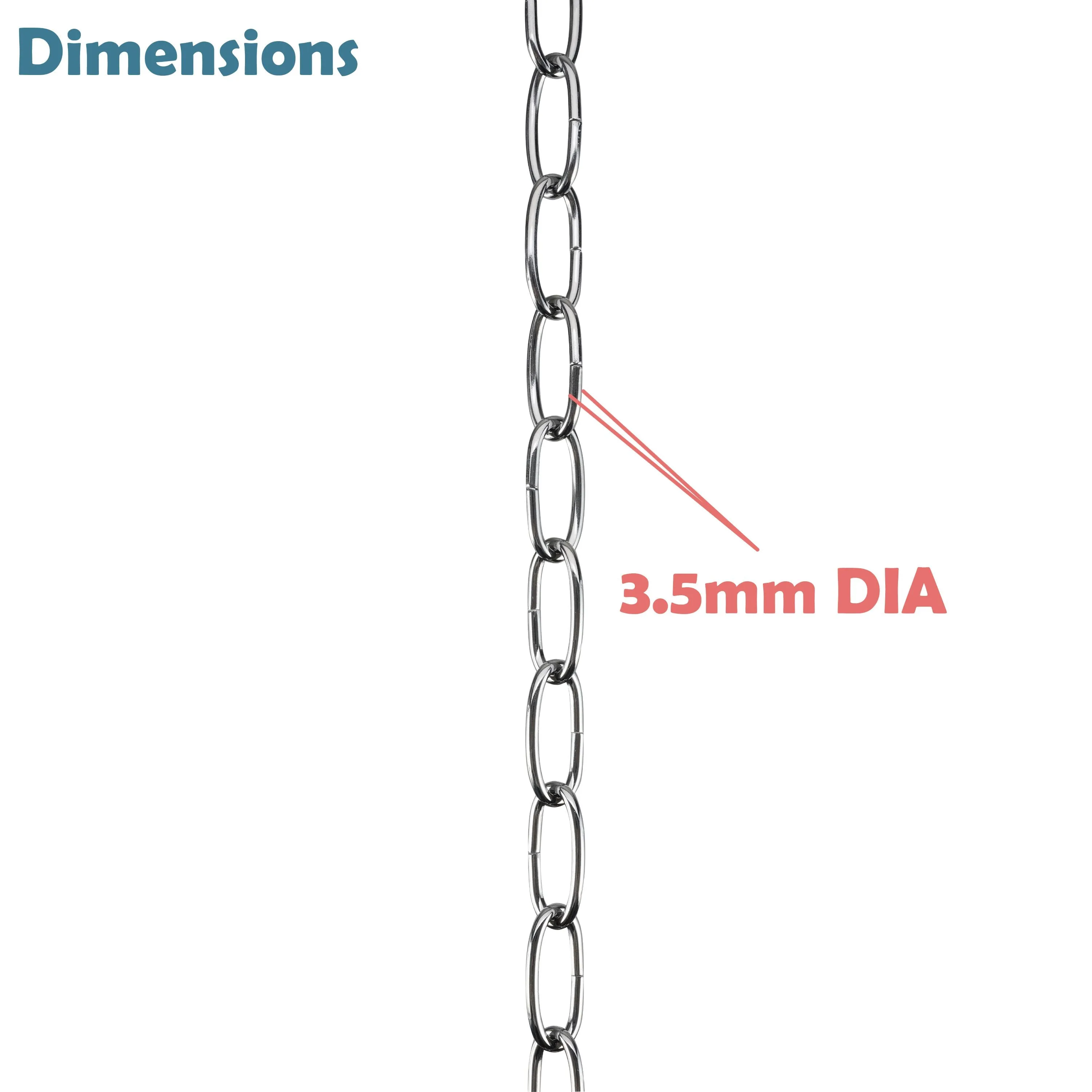 # 21110-71, Steel 10 Feet Heavy Duty Chain for Hanging Up Maximum Weight 40 Pounds-Lighting Fixture/Swag Light/Plant in Chrome. 11 Gauge.
