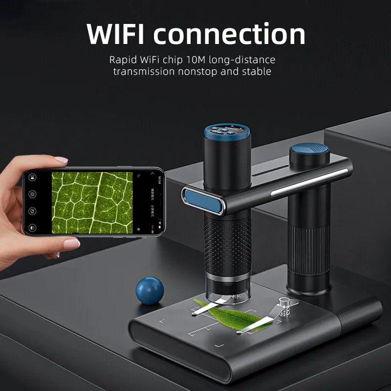 1000X Microscope with Stand Hands-free Wireless WiFi Microscope Rechargeable Endoscope Magnifier Optical Digital Camera 8 LEDS