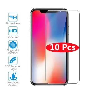 10Pcs Tempered Glass For iPhone X XS MAX XR 4 4s 5 5s SE 5c Screen Protective Film For iPhone 6 6s 7 8 Plus X Glass Protector