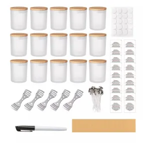 15-Pack 7oz Frosted Candle Jars with Making Kits
