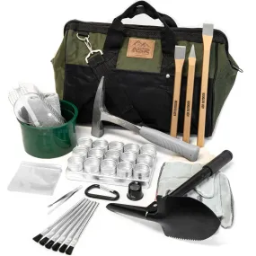 16pc Beginner Geology Rock Hounding Kit with Mining Tools and Tool Bag