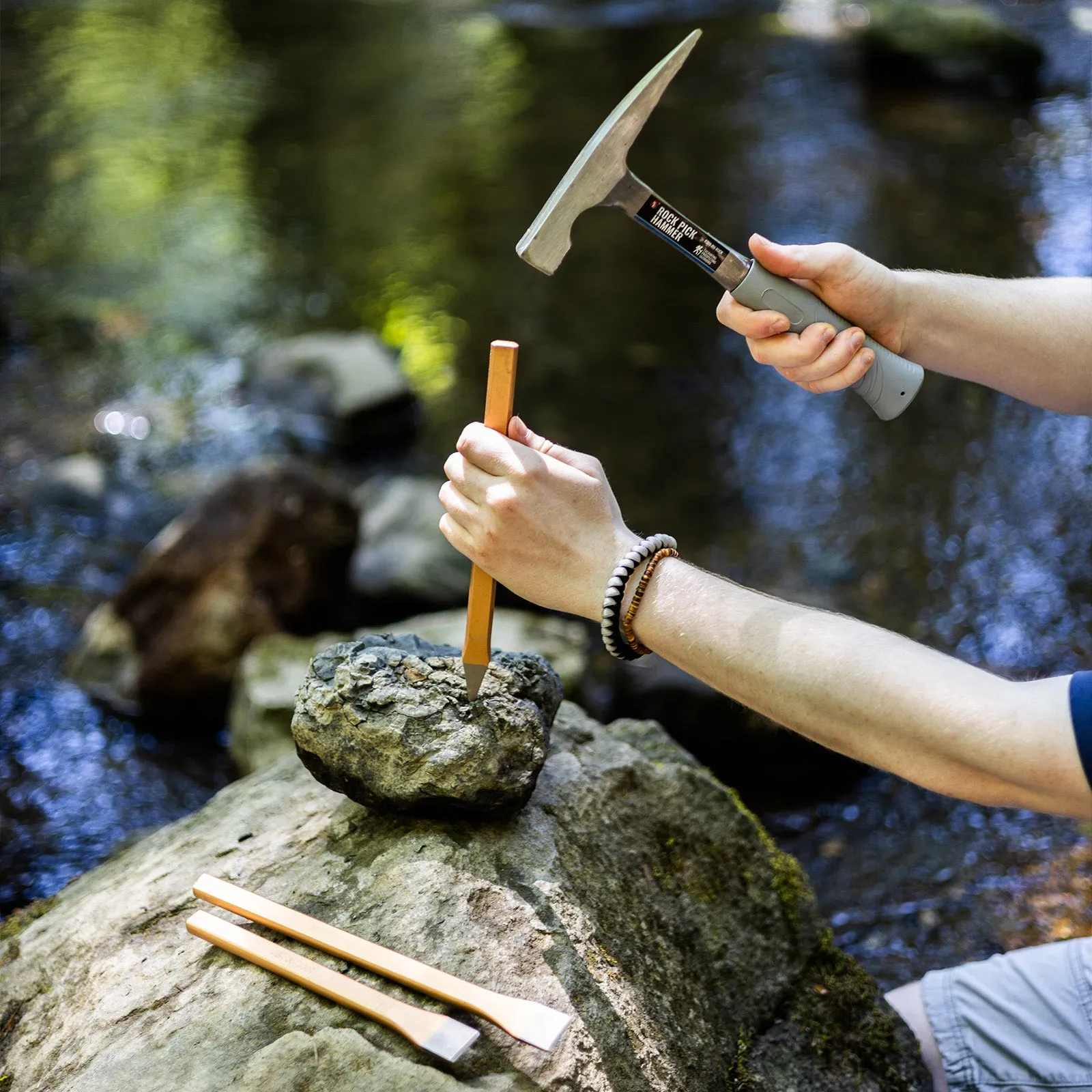 16pc Beginner Geology Rock Hounding Kit with Mining Tools and Tool Bag