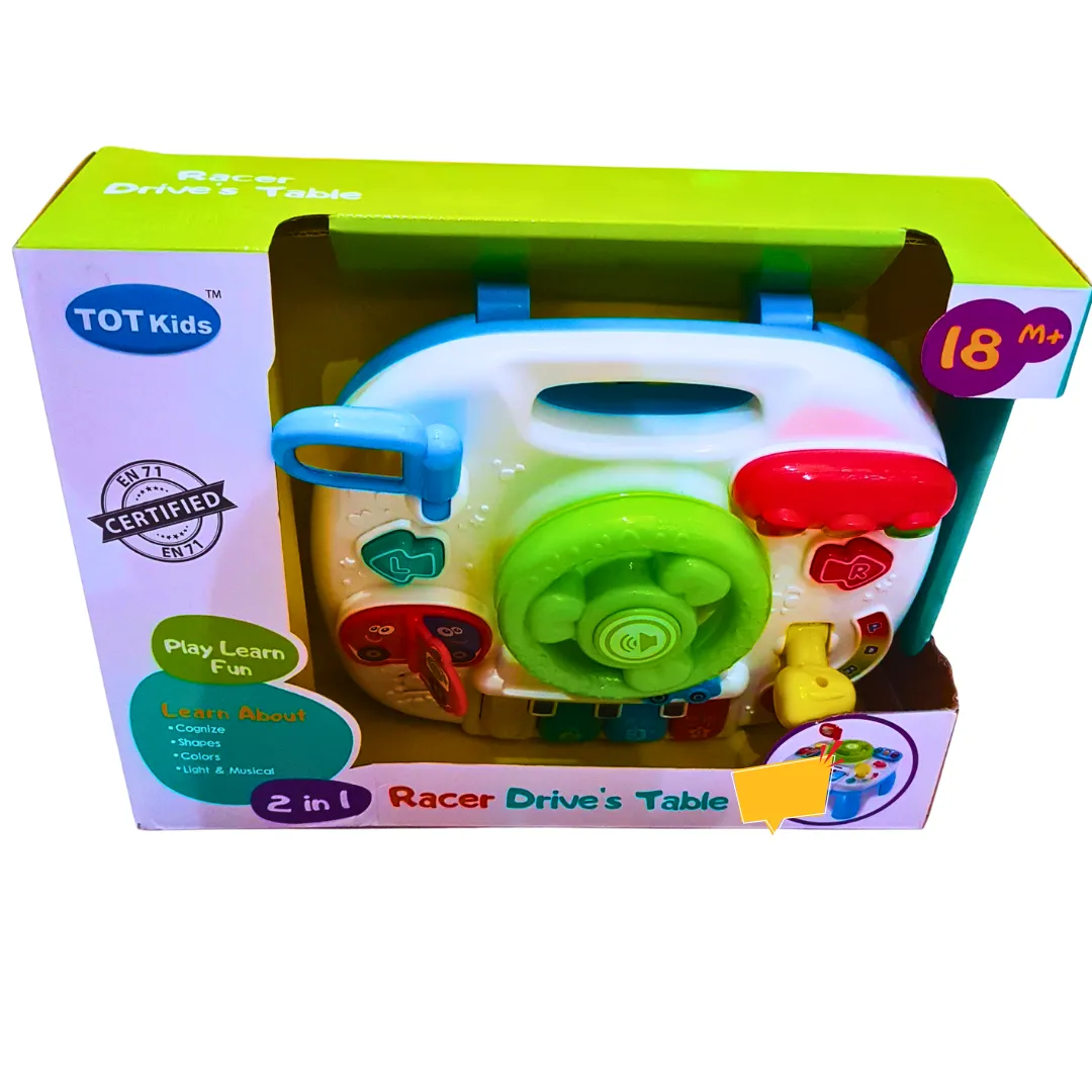2-in-1 Racer Driver’s Activity Table Toy - Interactive Steering, Lights &amp; Sounds for Toddlers (18  Months)