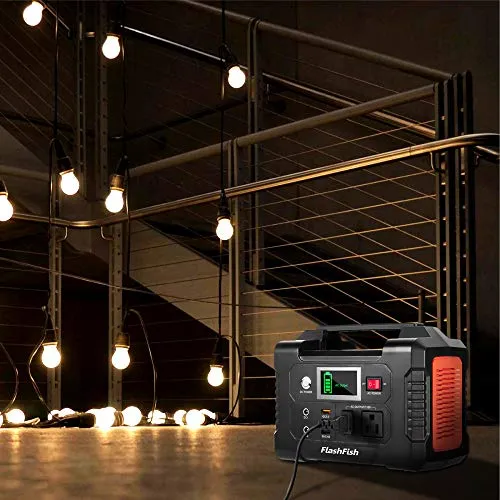200W Portable Power Station, FlashFish 40800mAh Solar Generator with 110V AC Outlet/2 DC Ports/3 USB Ports, Backup Battery Pack Power Supply for CPAP Outdoor Advanture Load Trip Camping Emergency.
