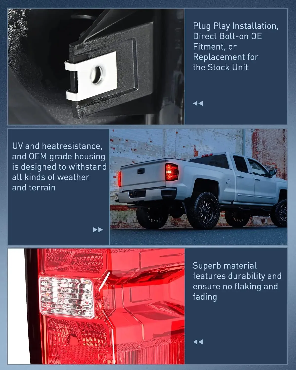 2014-2019 Chevy Silverado 1500 2500 HD 3500 HD 2015-2019 GMC Sierra 3500HD 2019 Silverado 1500LD OE Style Tail light Assembly Rear Lamp Replacement