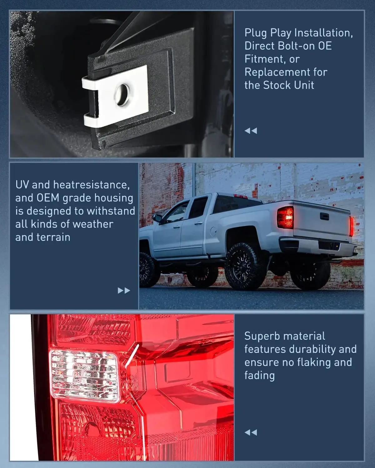 2014-2019 Chevy Silverado 1500 2500HD 3500HD 2015-2019 GMC Sierra 3500HD 2019 Silverado 1500LD Tail light Assembly Rear Lamp Driver Side