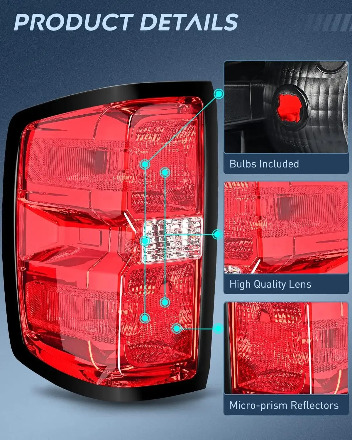 2014-2019 Chevy Silverado 1500 2500HD 3500HD 2015-2019 GMC Sierra 3500HD 2019 Silverado 1500LD Tail light Assembly Rear Lamp Driver Side