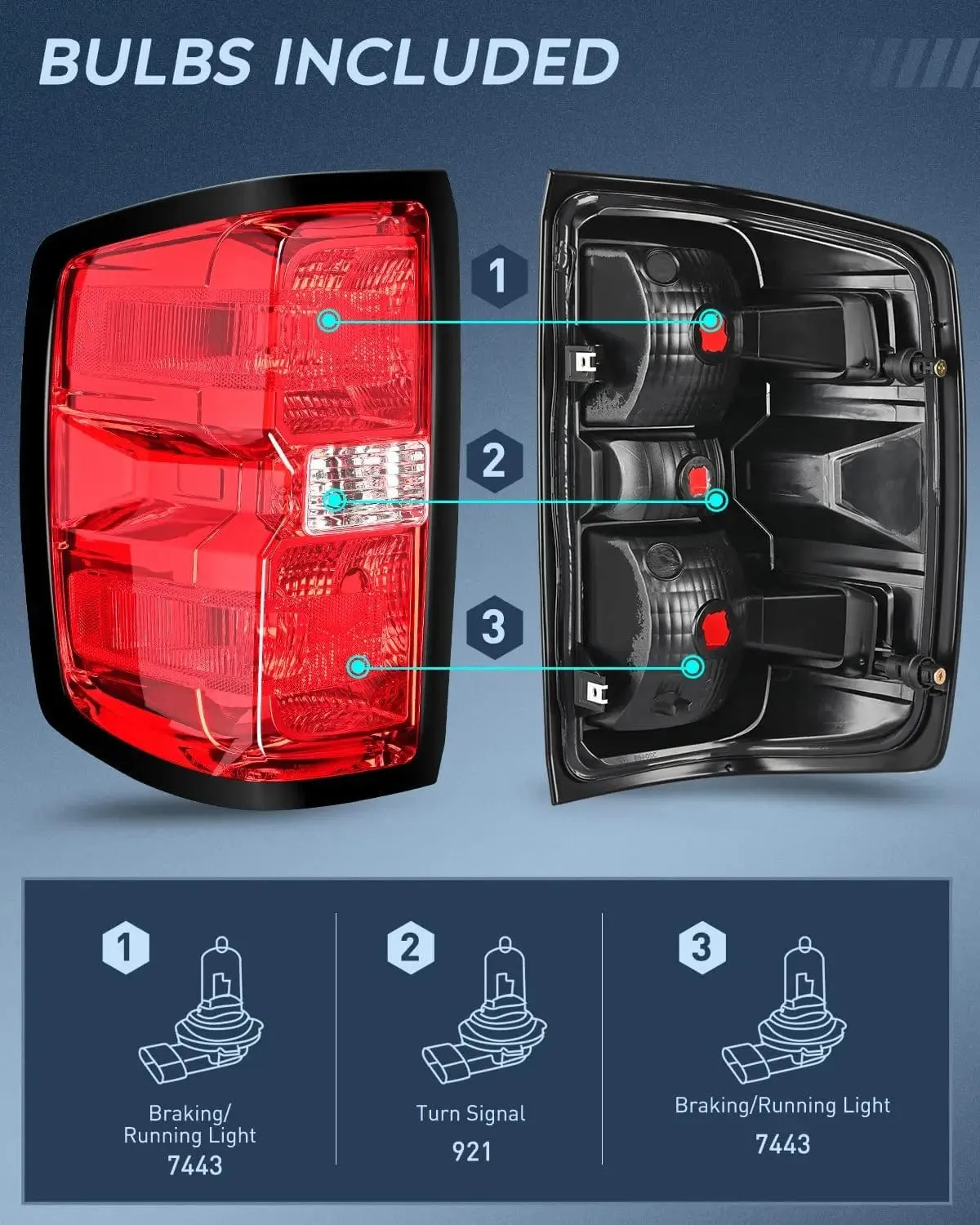 2014-2019 Chevy Silverado 1500 2500HD 3500HD 2015-2019 GMC Sierra 3500HD 2019 Silverado 1500LD Tail light Assembly Rear Lamp Driver Side