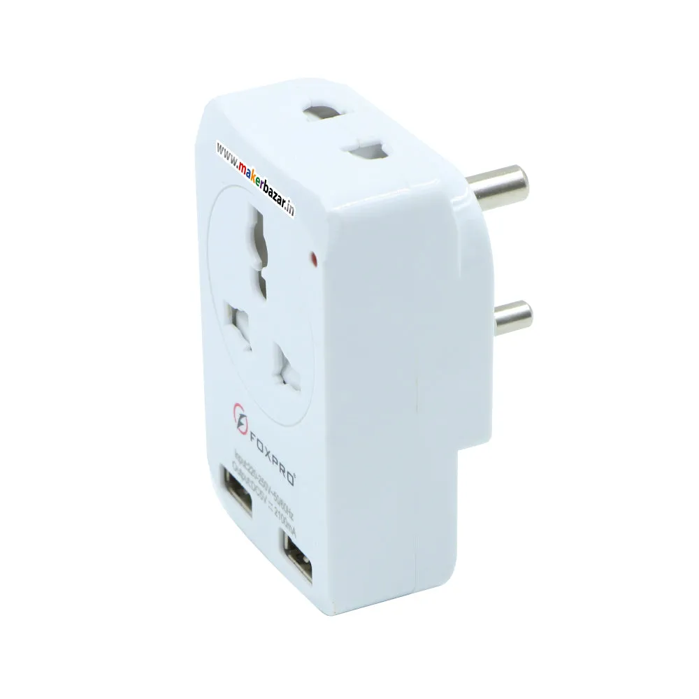 3 Pin Universal Travel Adaptor with 2 USB Port
