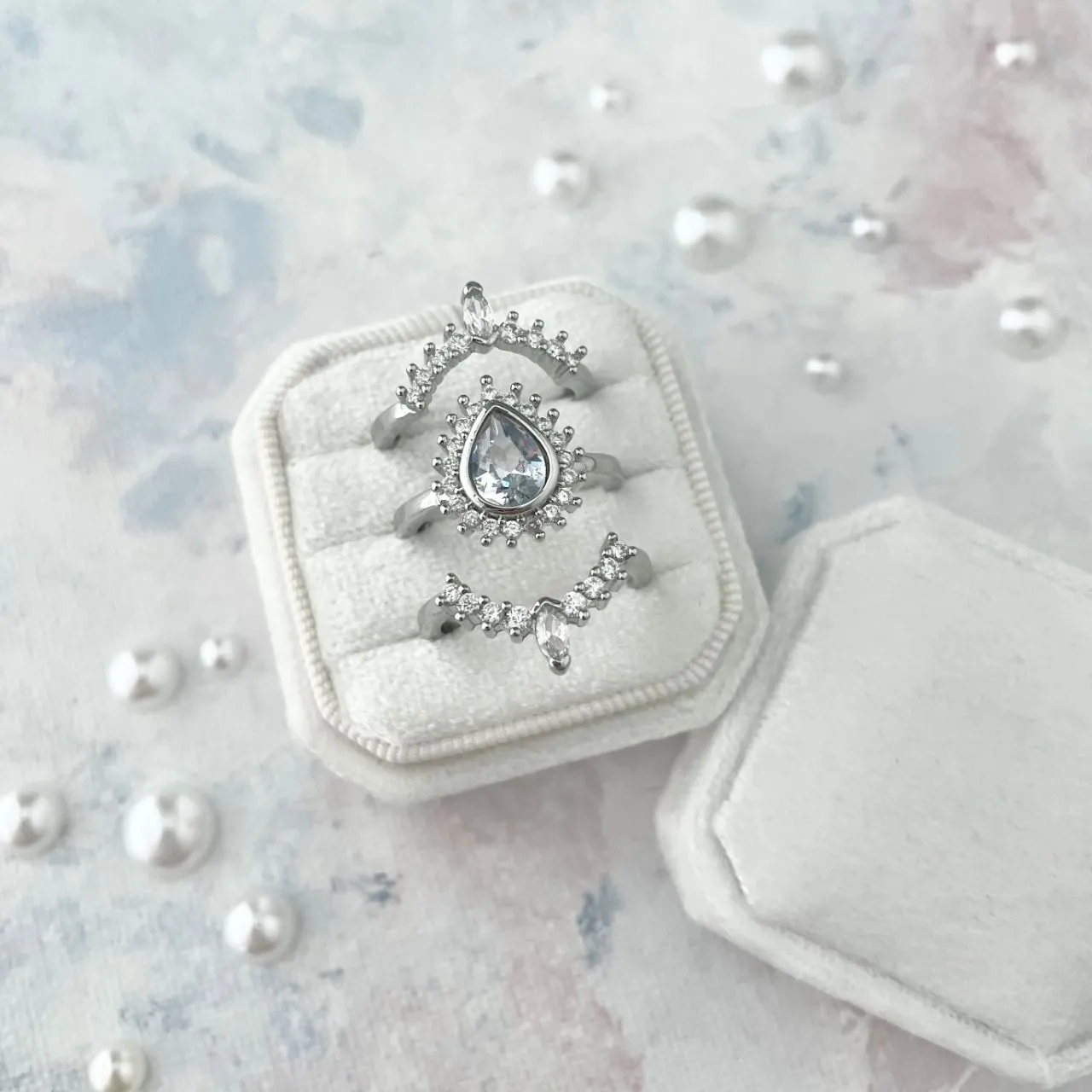 3 slot White Ring Box
