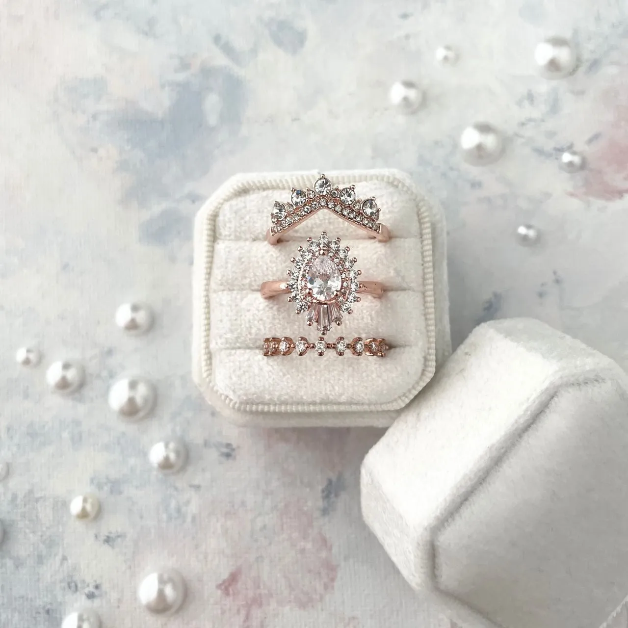3 slot White Ring Box
