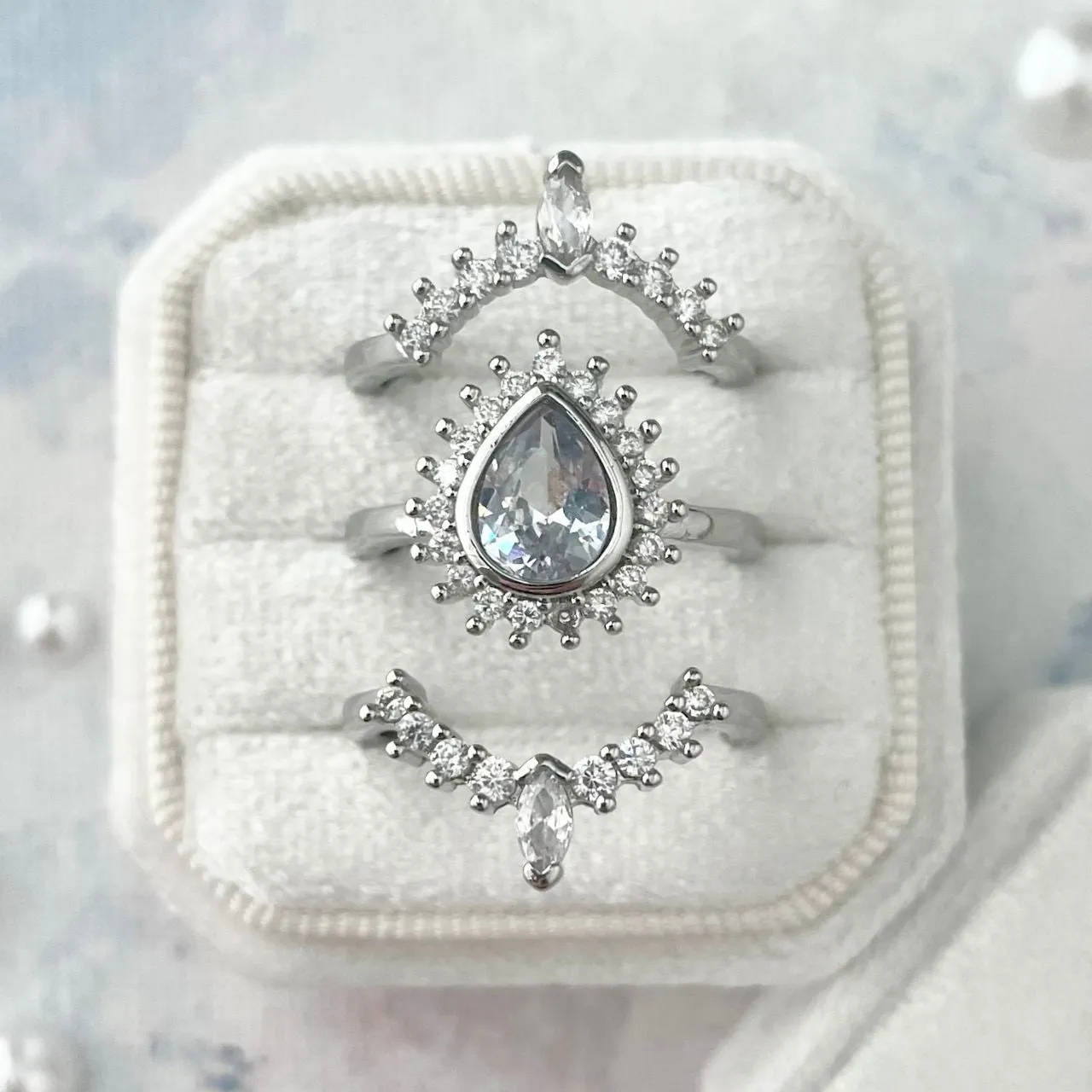 3 slot White Ring Box