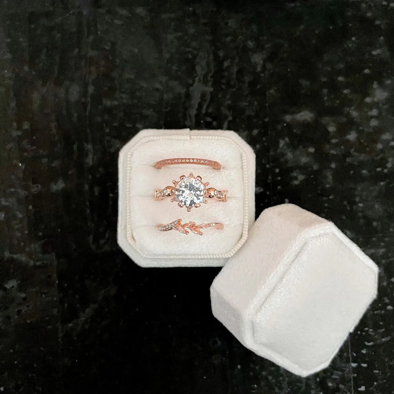 3 slot White Ring Box