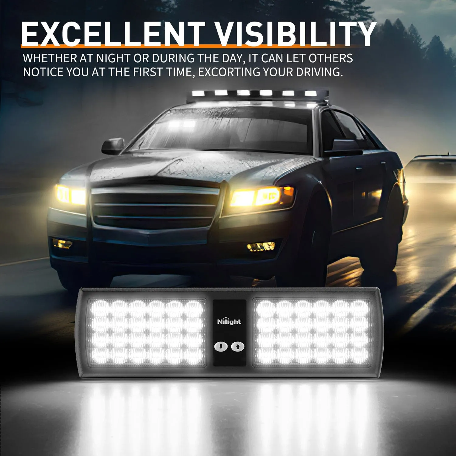 48 LED White Emergency Warning Strobe Lights