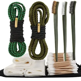 9mm Gun Bore Snake Cleaning Brushes Universal Gun Cleaning Kits Set for Pistol Rifle Caliber .22.357.38.380 5.56mm Cleaning Swabs Patches with Compact Bag, yuzziko by Sebider