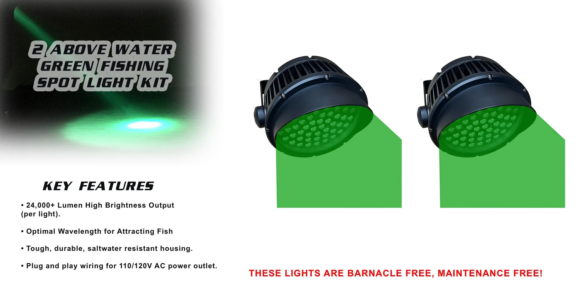 Above Water Green Fishing Spot Light Kit