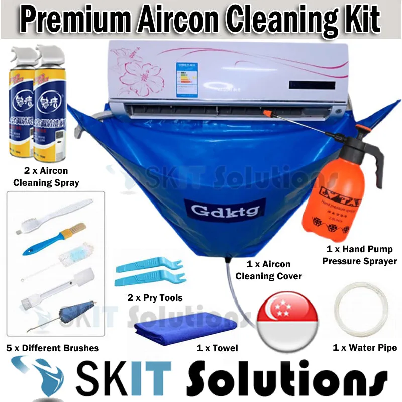 Air Conditioner Cleaning Kit Washing Cover Pipe Foam Spray Sprayer Bundle 1~1.5P Wall Mounted Aircon