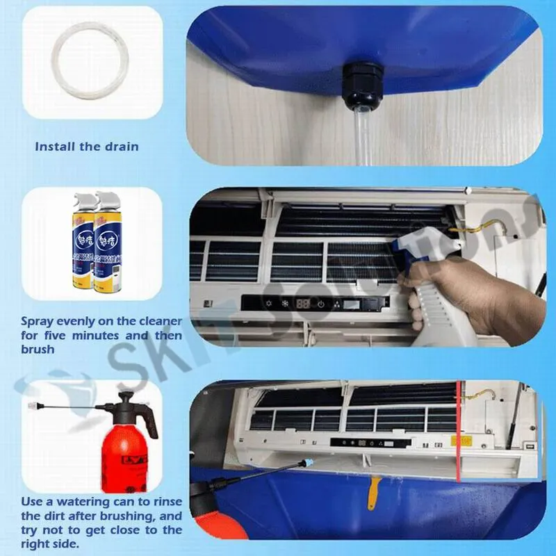 Air Conditioner Cleaning Kit Washing Cover Pipe Foam Spray Sprayer Bundle 1~1.5P Wall Mounted Aircon