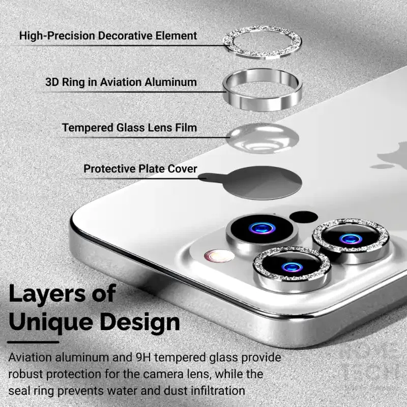 Apple iPhone 15 Pro (2023)  Camera Lens Protector Glitter Powder Lens
