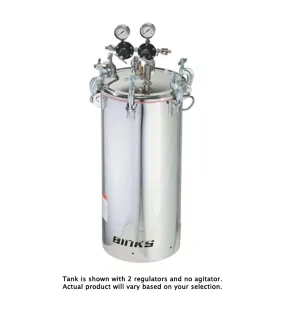 Binks Pressure Feed ASME Tanks, 15 Gallon Stainless Steel w/ 2" Bottom Outlet
