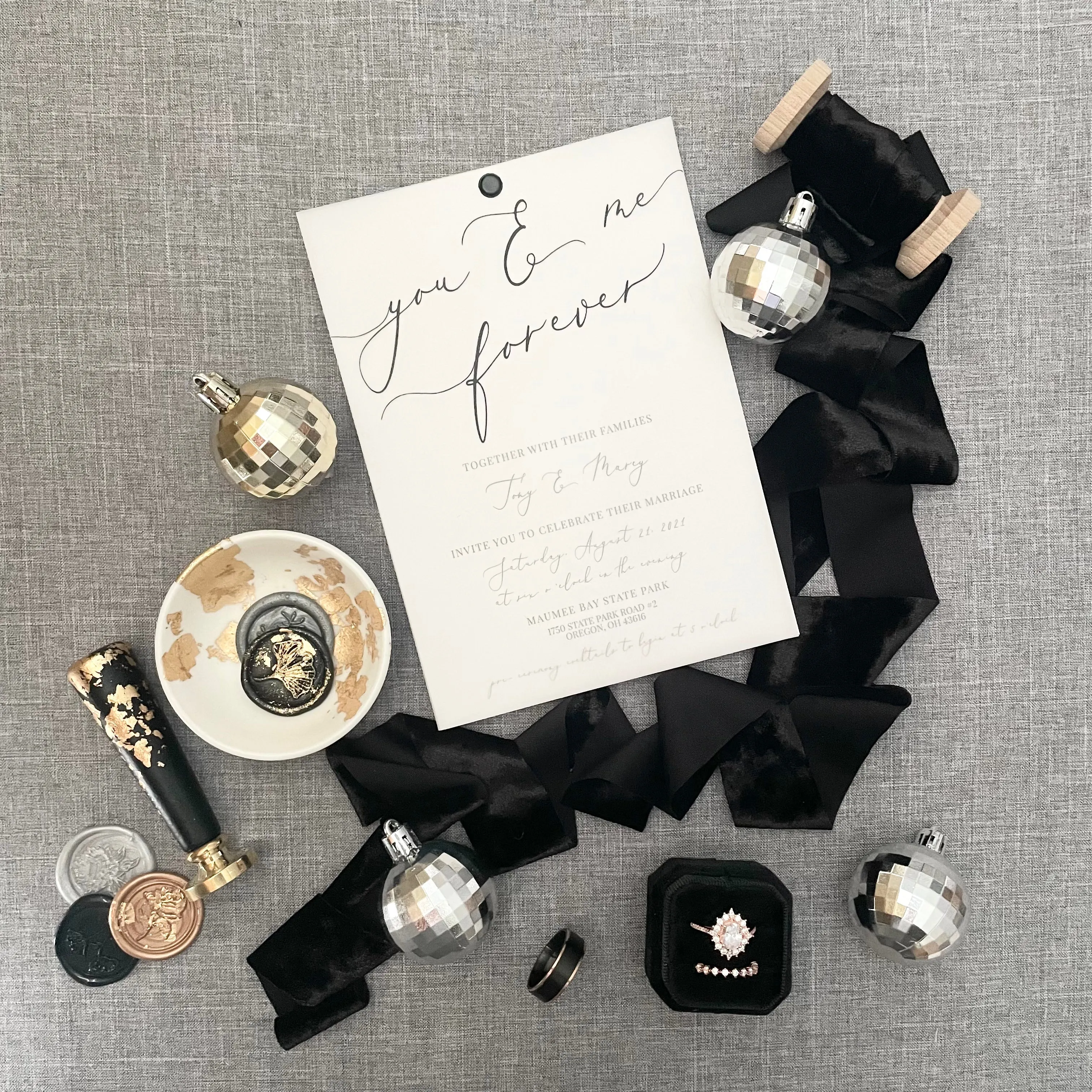 Black & Gold Wax Seal Flat Lay Prop Kit