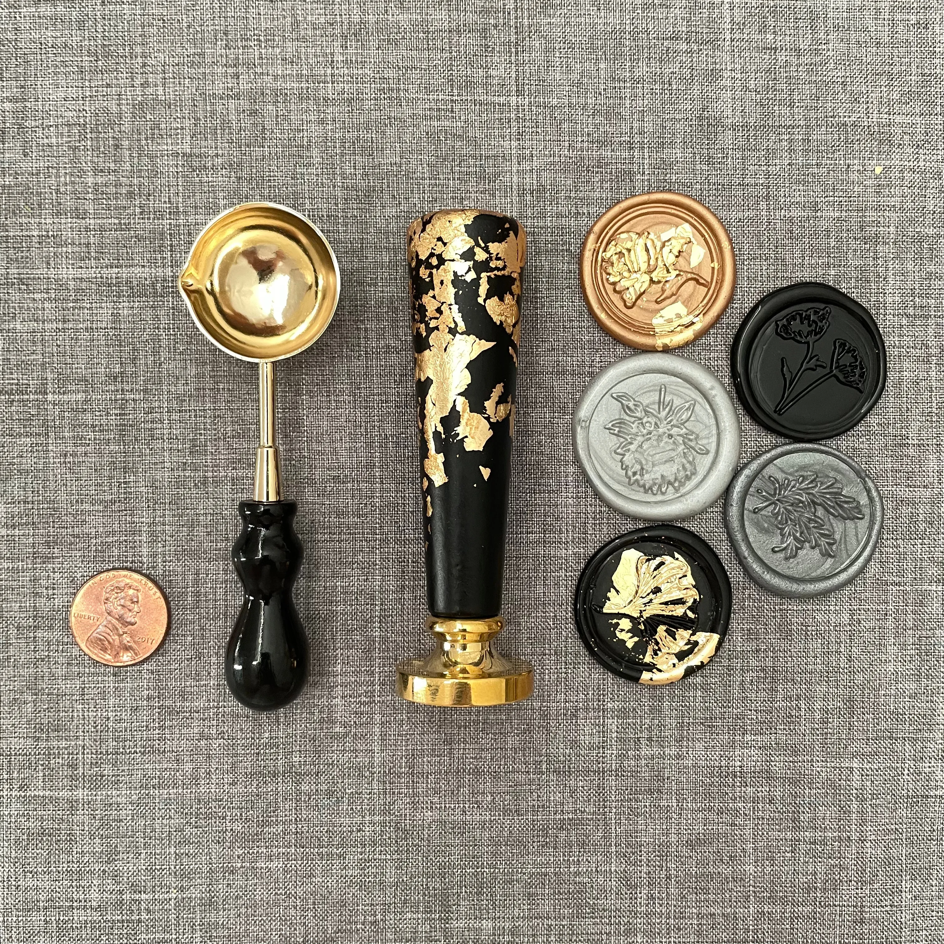 Black & Gold Wax Seal Flat Lay Prop Kit