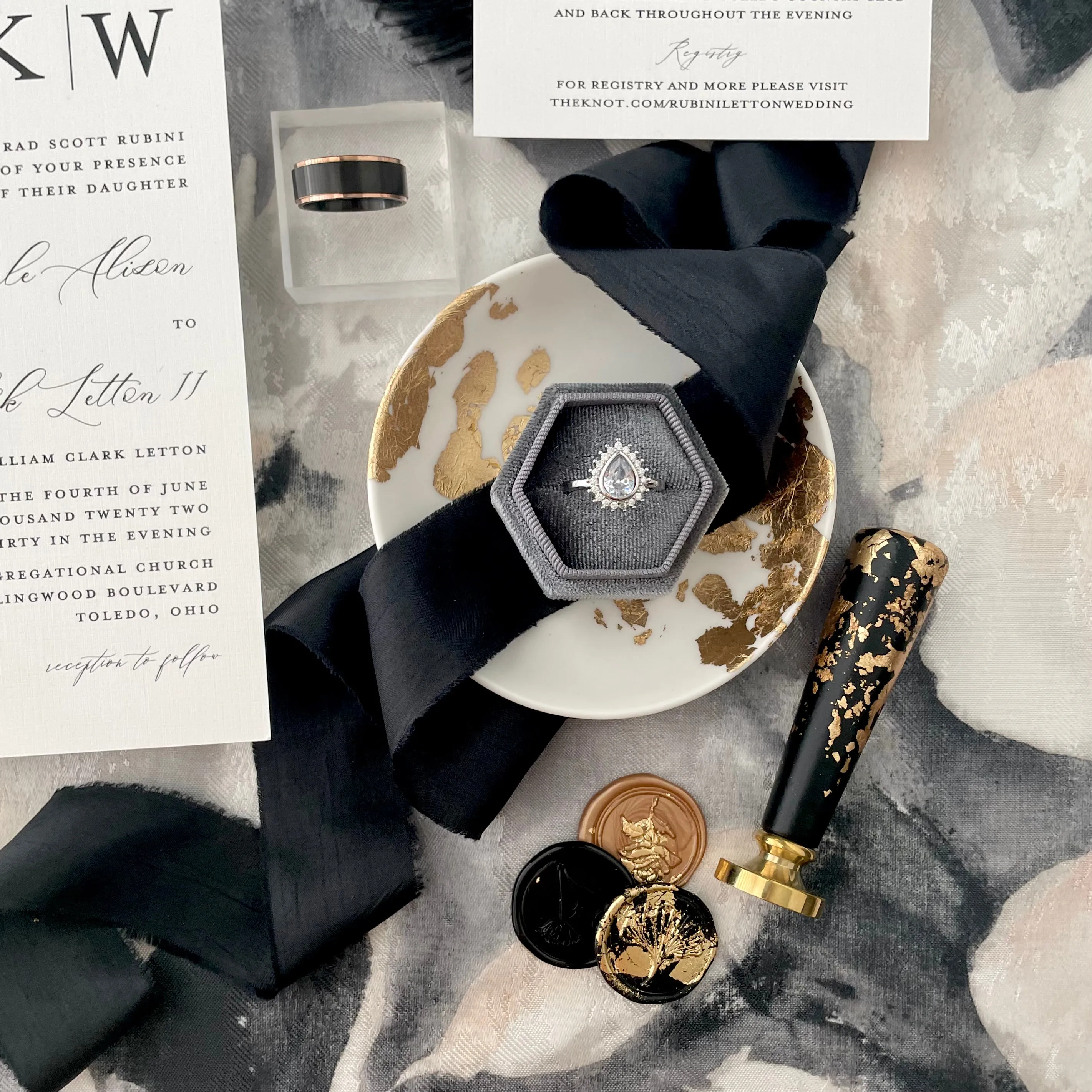 Black & Gold Wax Seal Flat Lay Prop Kit