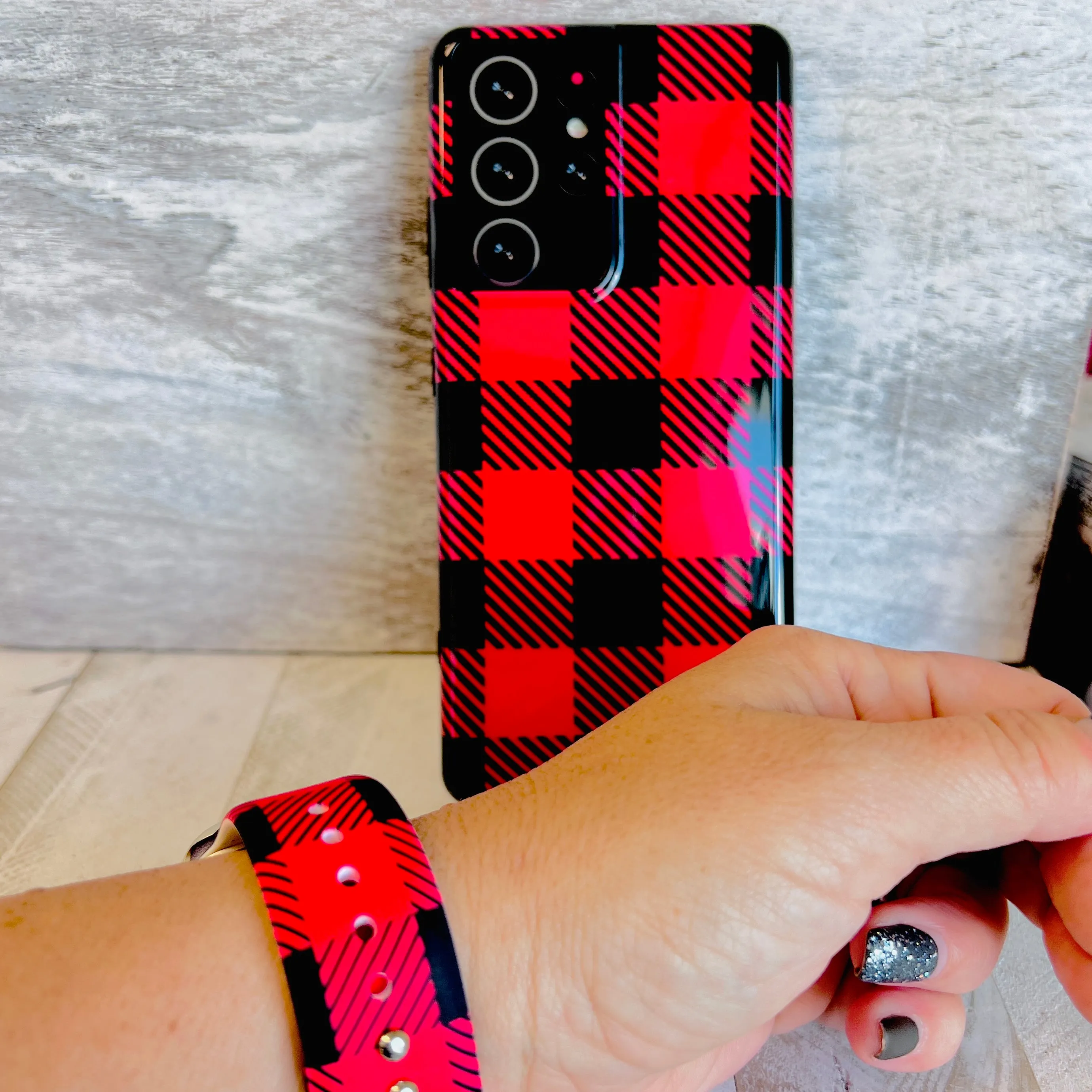 Bull Plaid Red Cell Phone Case For Samsung Galaxy