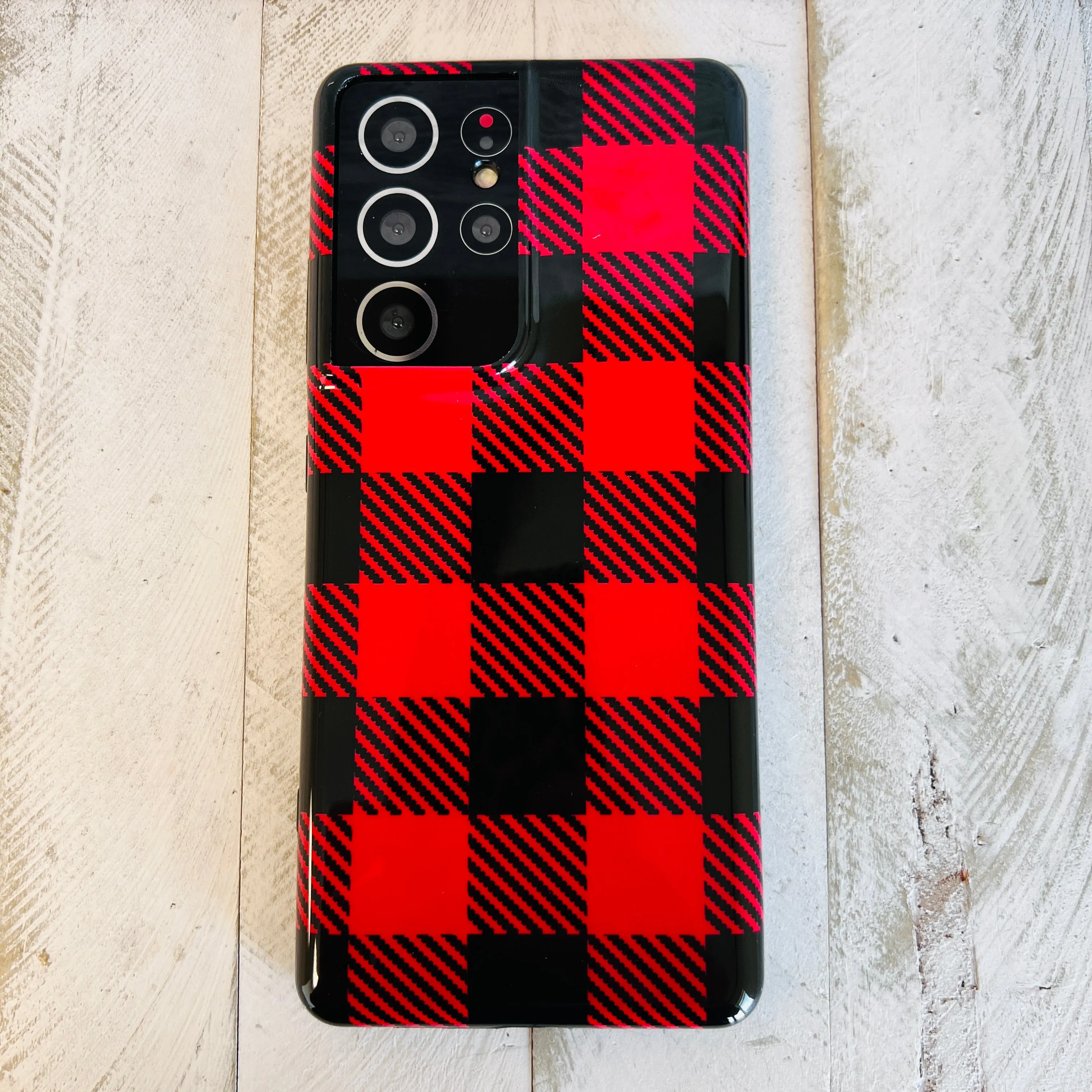Bull Plaid Red Cell Phone Case For Samsung Galaxy