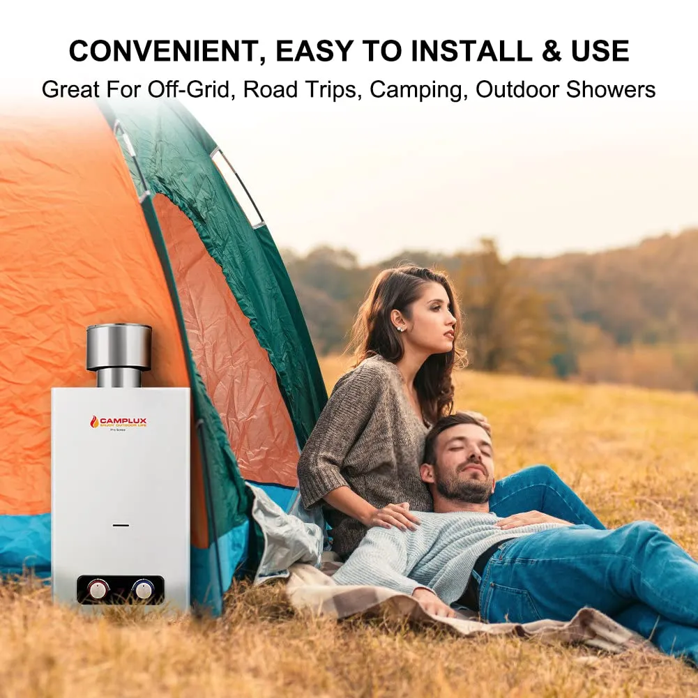 Camplux 2.64 GPM Outdoor Propane Gas Water Heater w/ 4.33" Rain Cap