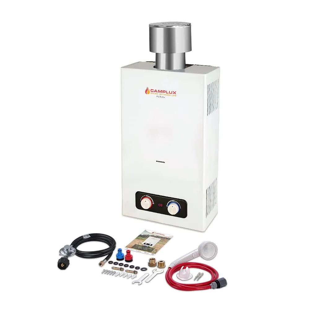Camplux 2.64 GPM Outdoor Propane Gas Water Heater w/ 4.33" Rain Cap