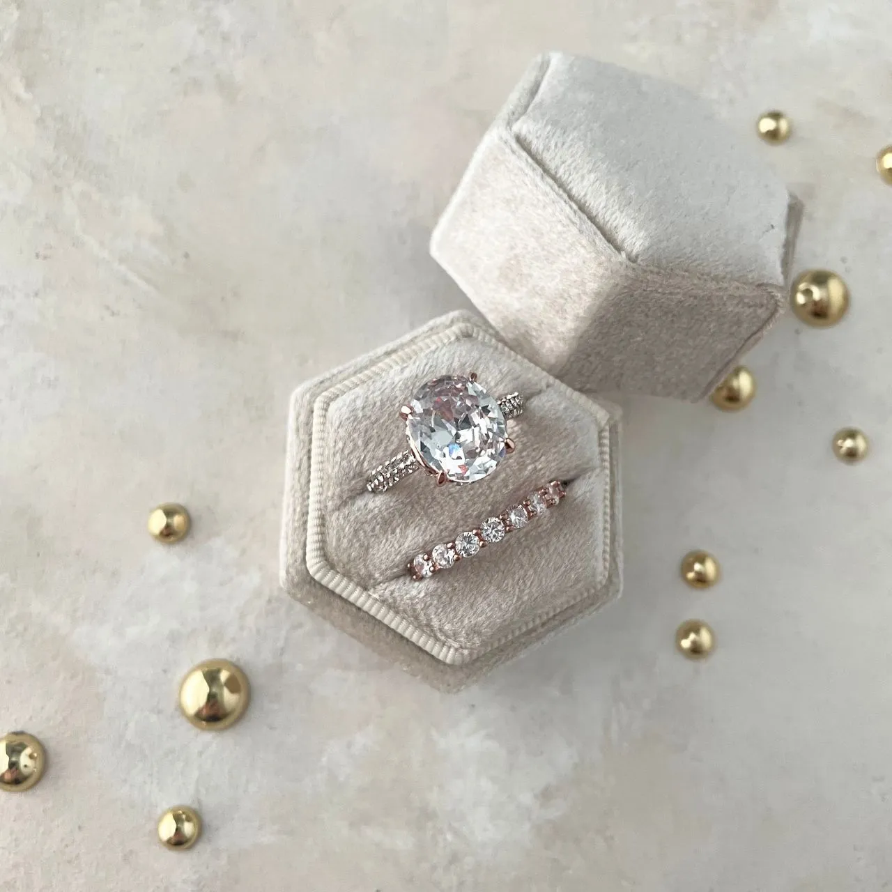 Champagne Velvet Ring Box