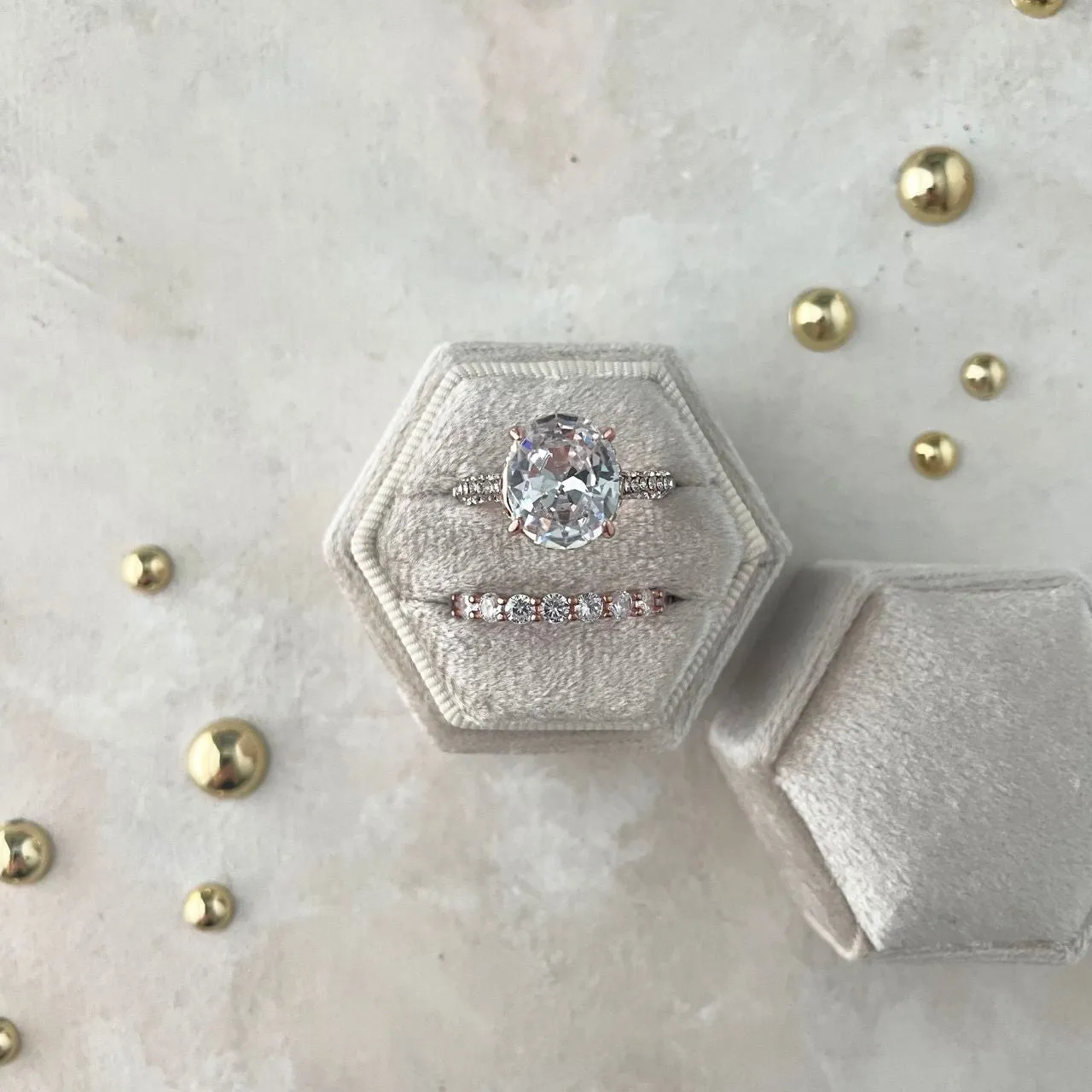 Champagne Velvet Ring Box