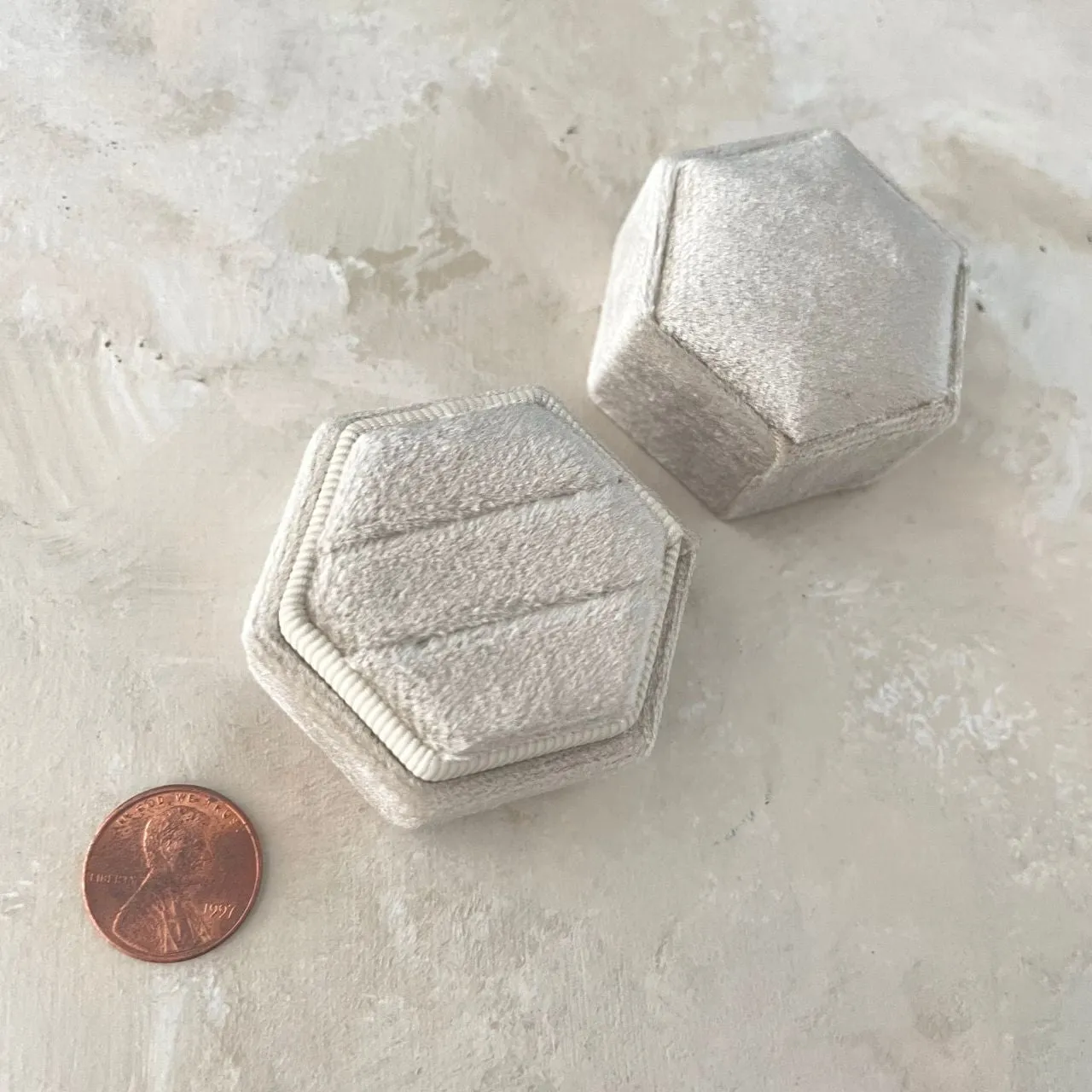 Champagne Velvet Ring Box