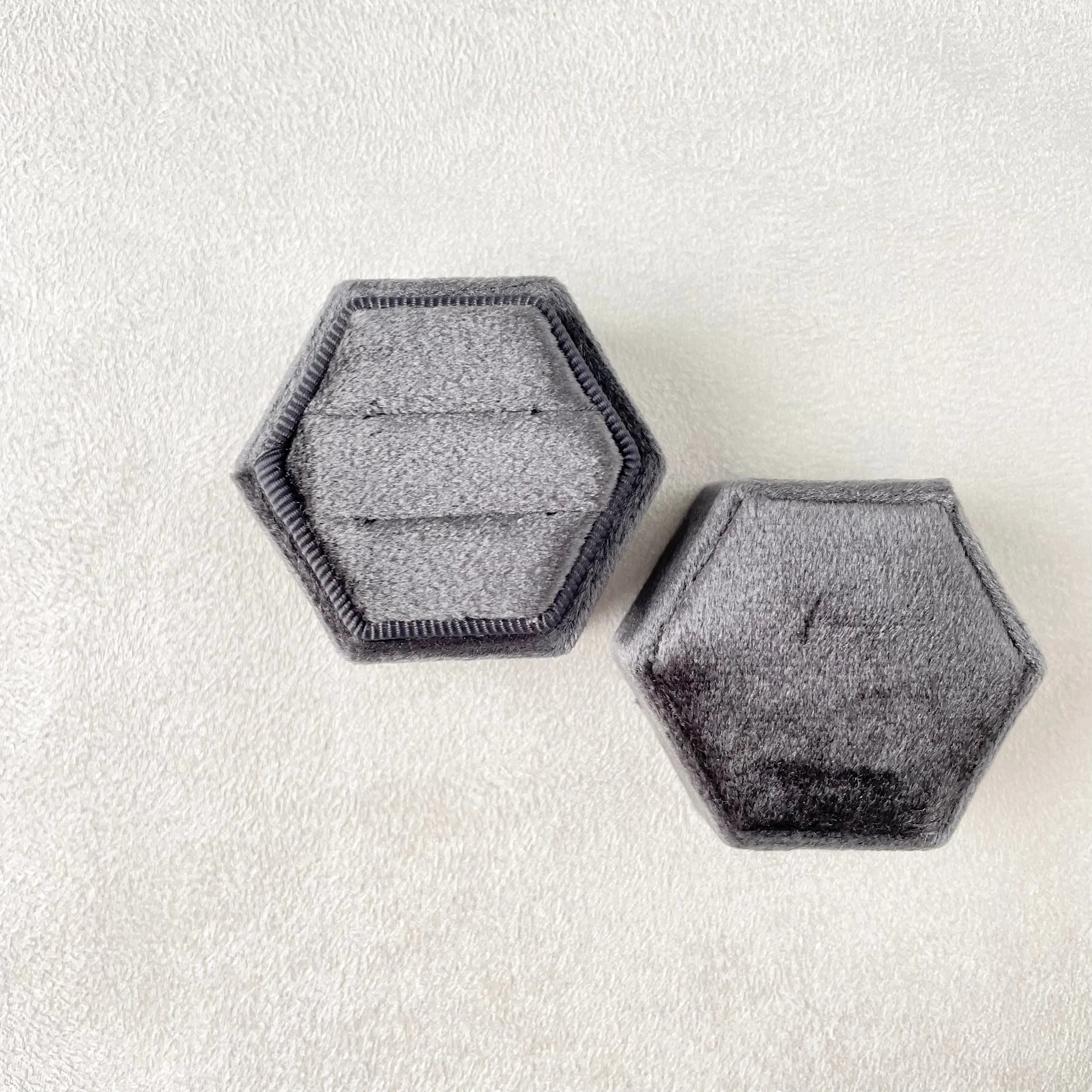 Charcoal Gray Velvet Ring Box