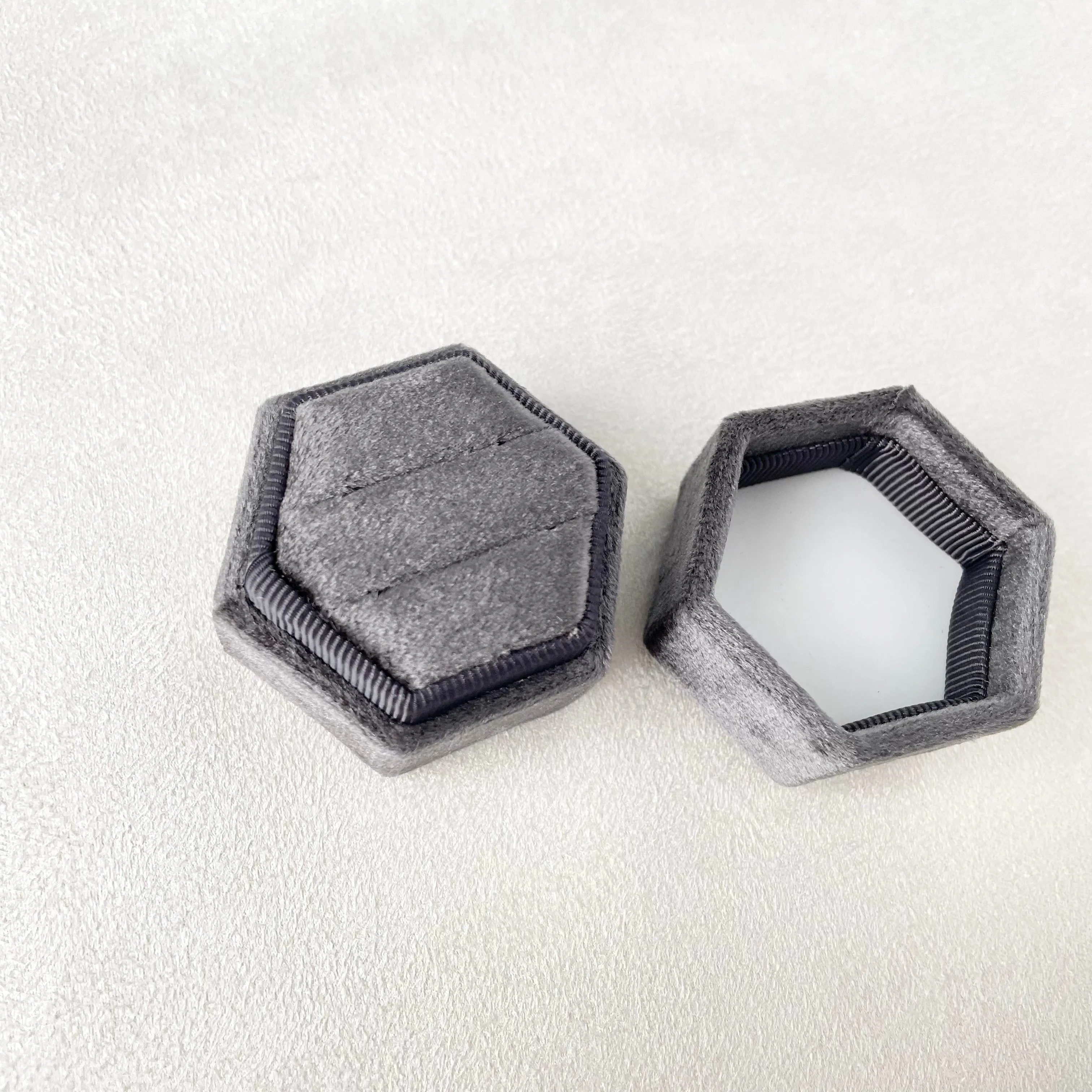 Charcoal Gray Velvet Ring Box