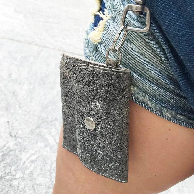 Coin Purse Key Chain - Green Metallic