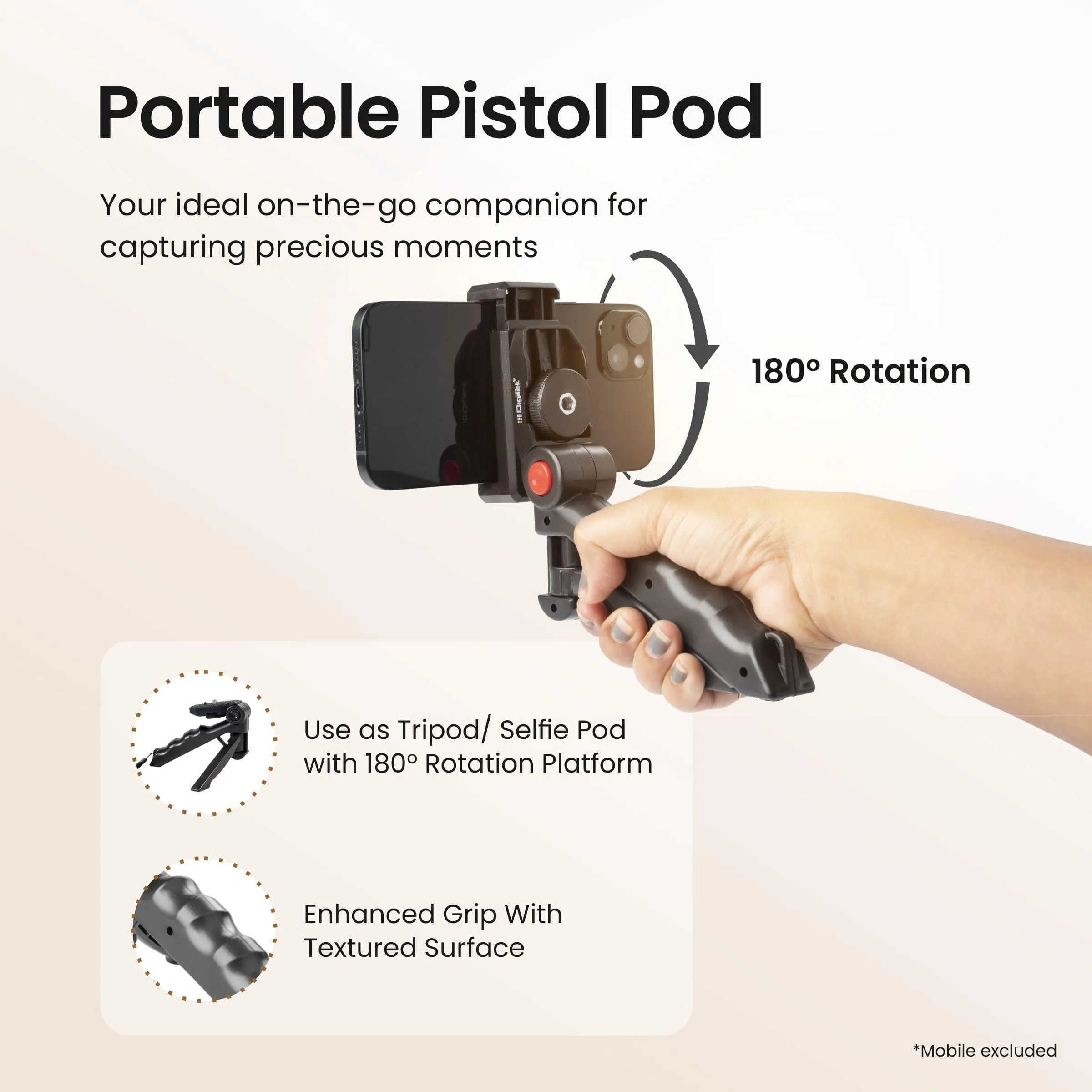 Digitek (DTR-220) Lightweight & Portable Mini Tripod, Ideal for Smartphones, Action Camera, DSLR & Gopro for Comfortable & Longer Duration Shoot, with Smartphone Mount & Shutter Remote