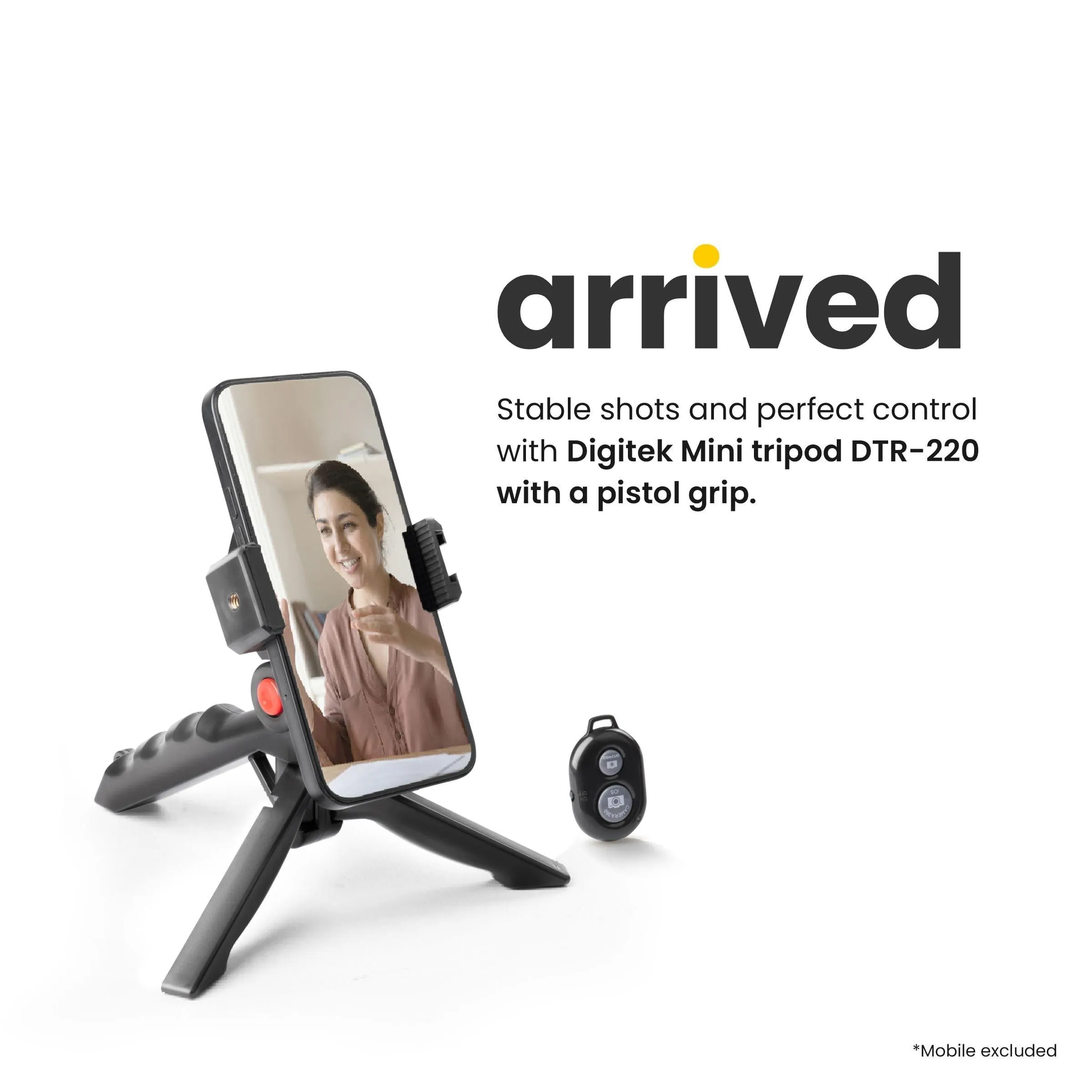 Digitek (DTR-220) Lightweight & Portable Mini Tripod, Ideal for Smartphones, Action Camera, DSLR & Gopro for Comfortable & Longer Duration Shoot, with Smartphone Mount & Shutter Remote