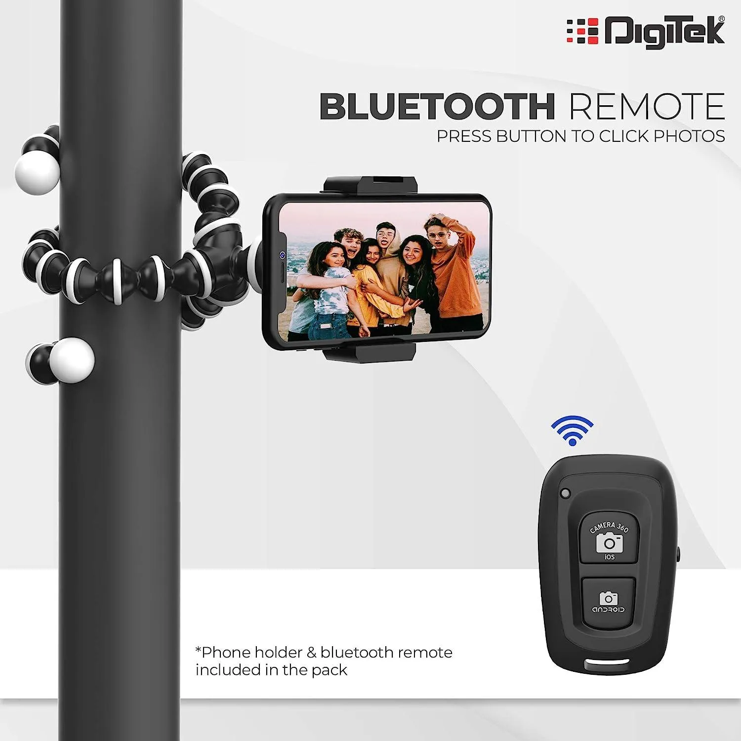 DIGITEK® (DTR 260 GT) Gorilla Tripod/Mini 33 CM (13 Inch) Tripod for Mobile Phone with Phone Mount & Remote, Flexible Gorilla Stand for Point and Shoot & Action Cameras
