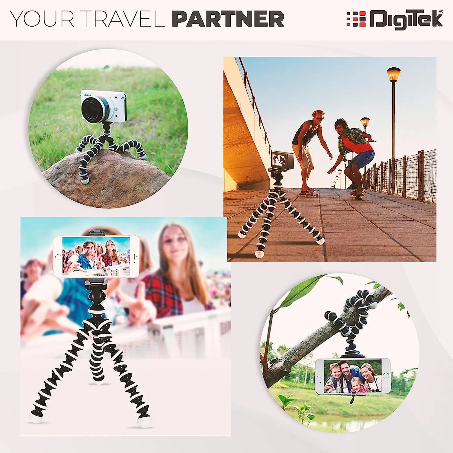 DIGITEK® (DTR 260 GT) Gorilla Tripod/Mini 33 CM (13 Inch) Tripod for Mobile Phone with Phone Mount & Remote, Flexible Gorilla Stand for Point and Shoot & Action Cameras