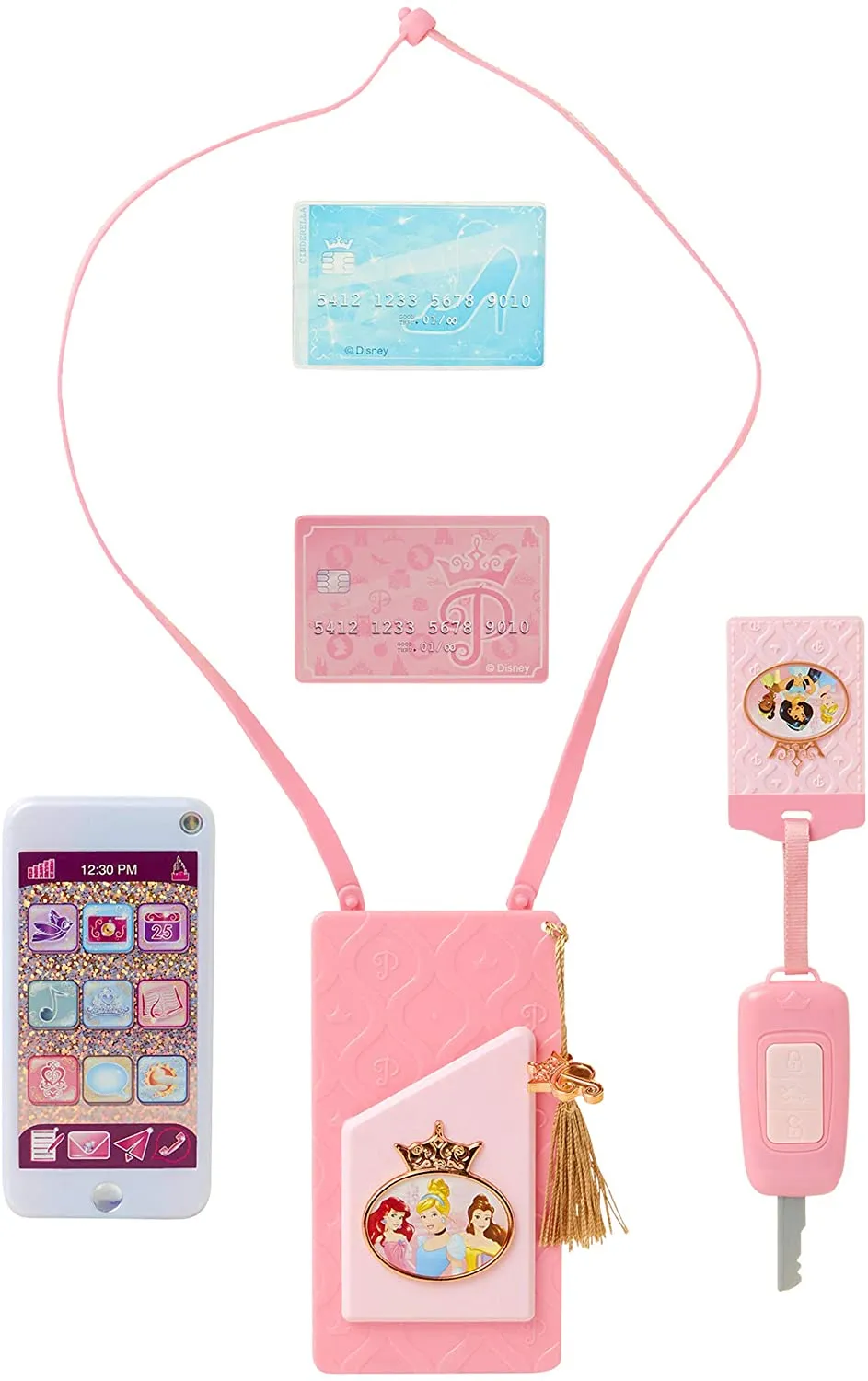 Disney Princess Style Collection On-The-Go Play Smartphone with Led Lights, Sounds & Cross Body Strap for Girls Ages 3 