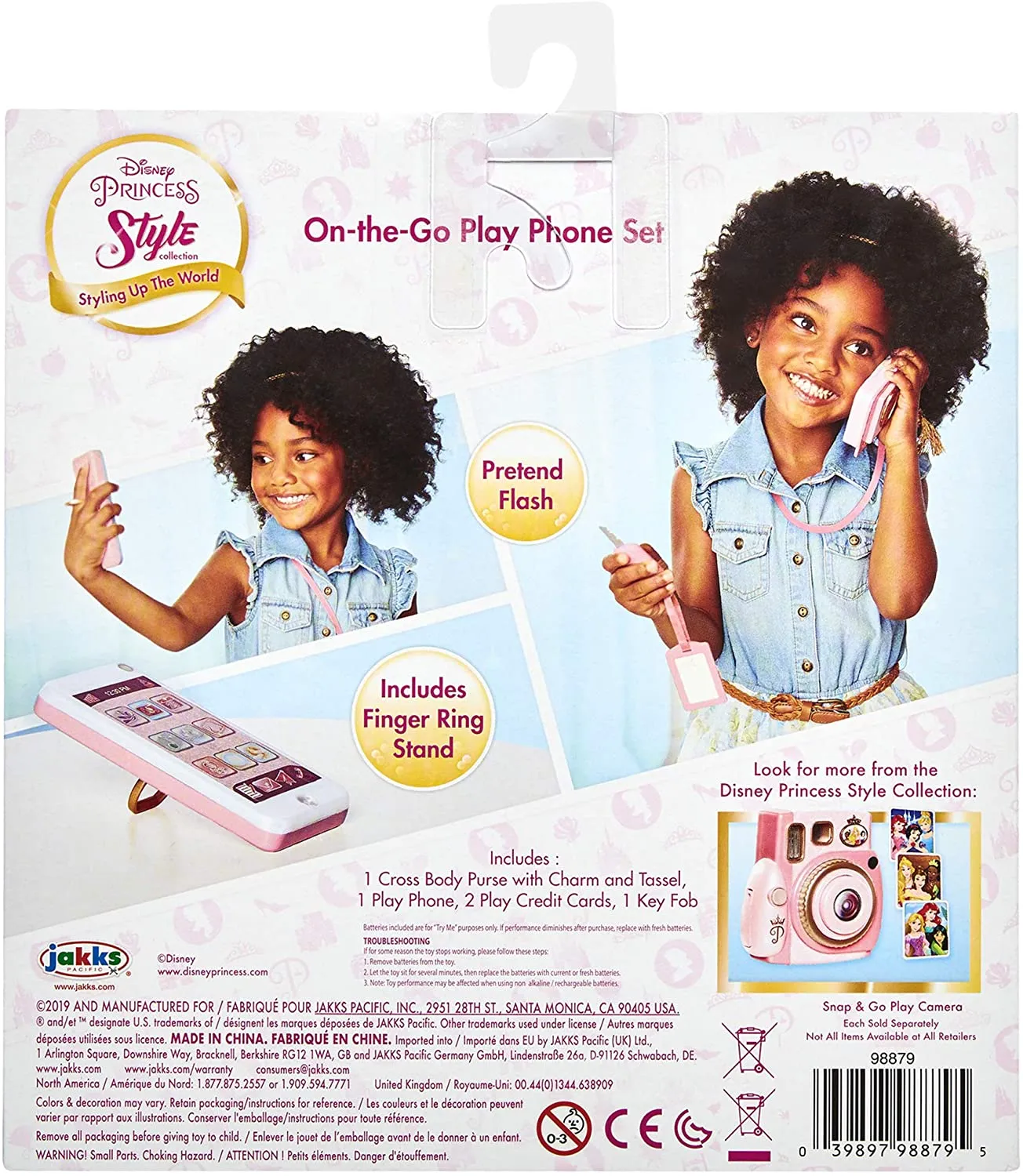 Disney Princess Style Collection On-The-Go Play Smartphone with Led Lights, Sounds & Cross Body Strap for Girls Ages 3 