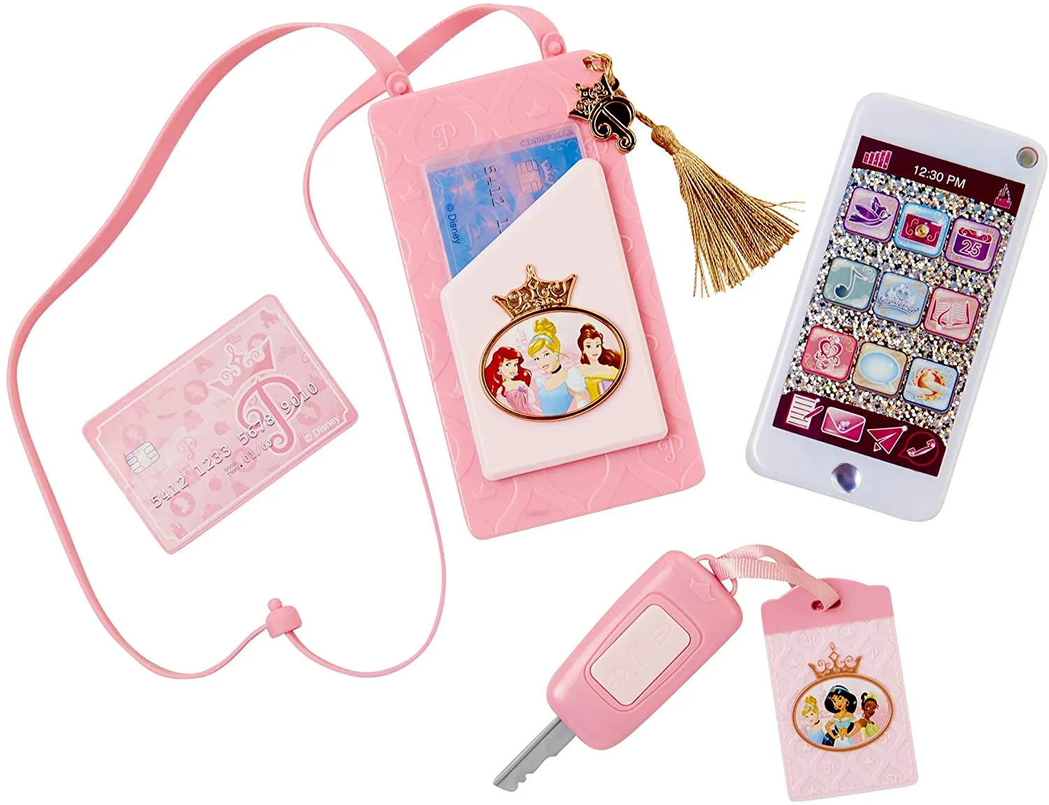 Disney Princess Style Collection On-The-Go Play Smartphone with Led Lights, Sounds & Cross Body Strap for Girls Ages 3 