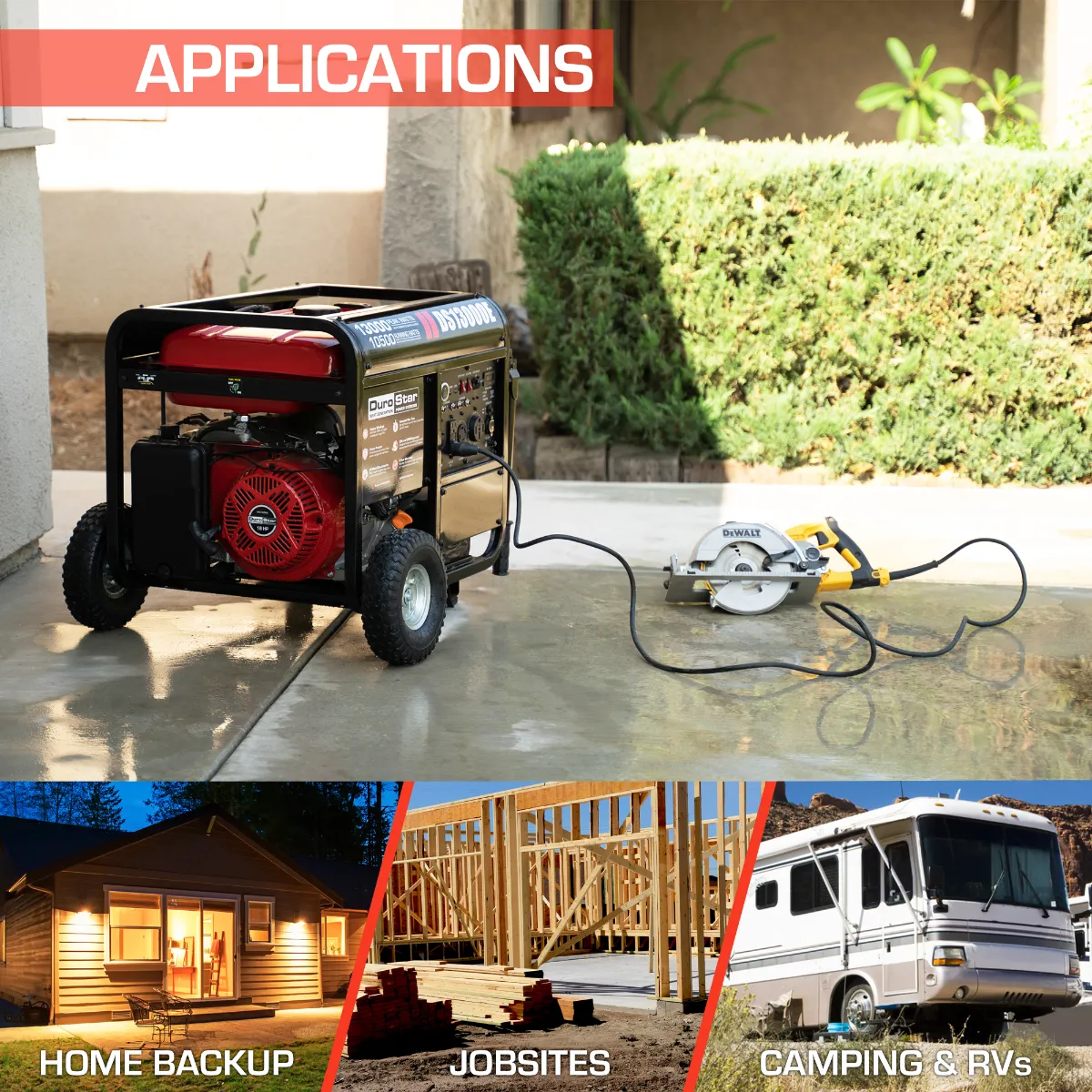 DuroMax / DuroStar DS13000E 10500W/13000W Electric Start Gas Generator New (Red Version of XP13000E)