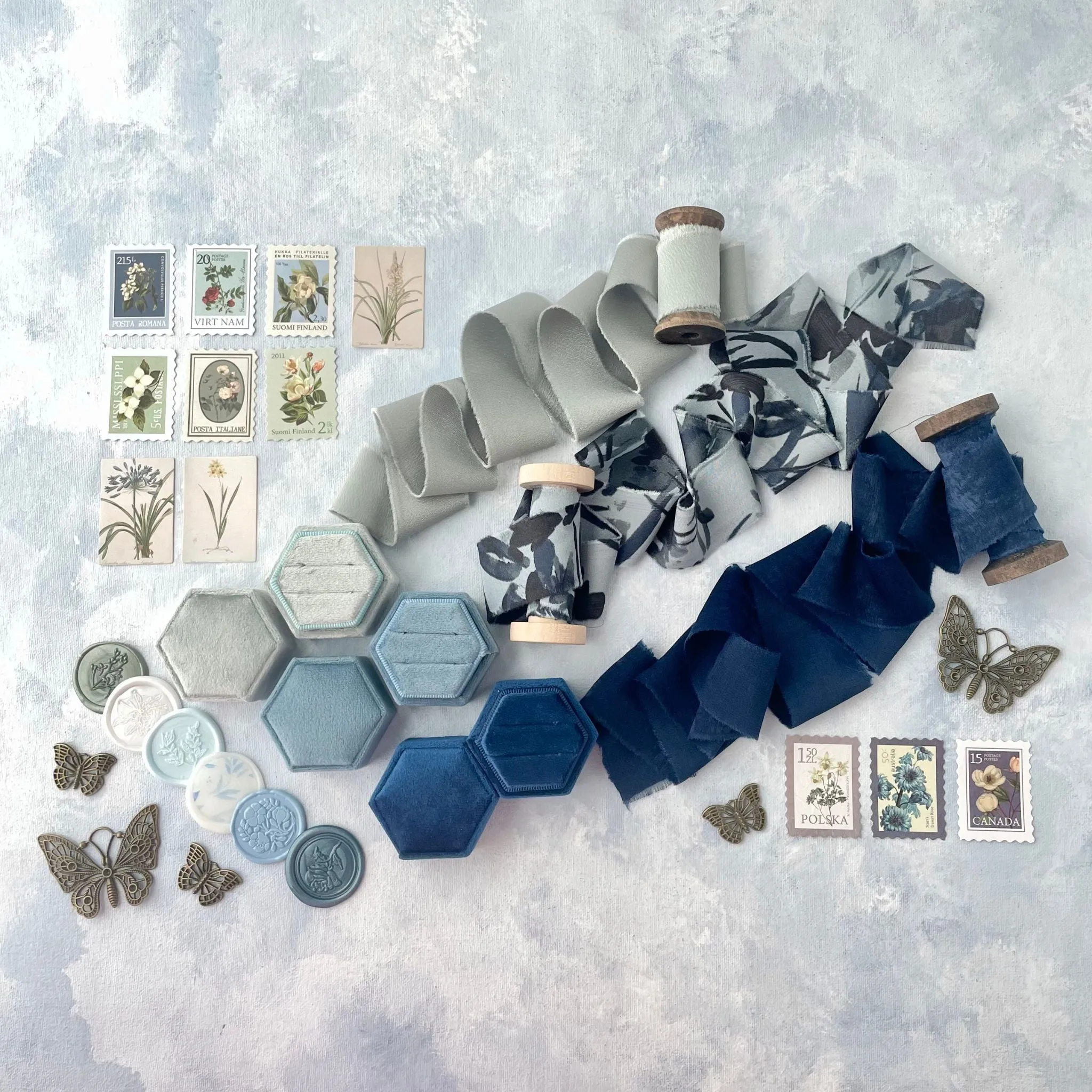 Dusty Blue, Navy & Sage Green Styling Kit