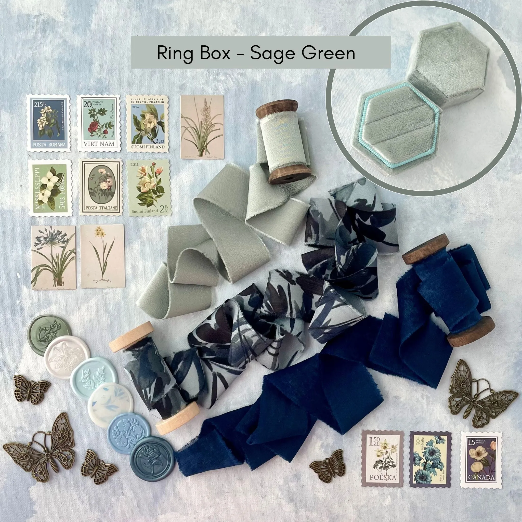 Dusty Blue, Navy & Sage Green Styling Kit