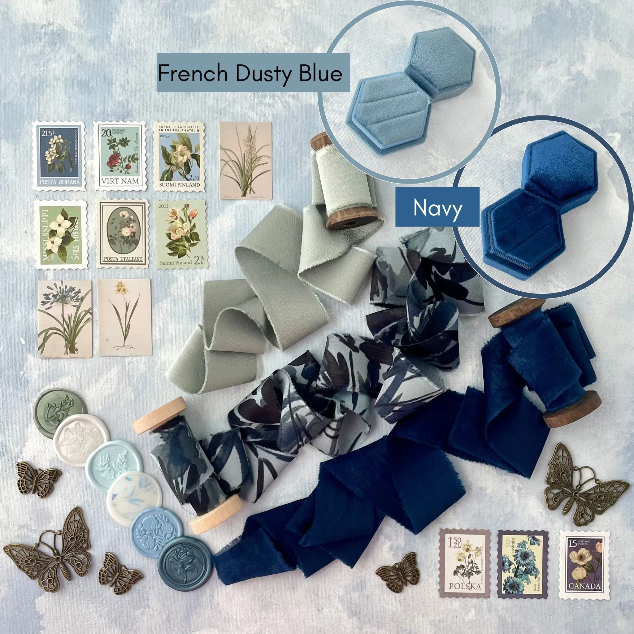 Dusty Blue, Navy & Sage Green Styling Kit